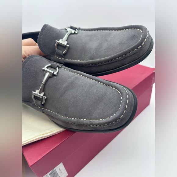 Salvatore Ferragamo Gancini Bit Loafers Men's US 9 D Gray Suede Leather Silver - Picture 11 of 15